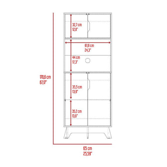 Modulo Microondas Andra, Blanco y Café Claro, con Cuatro Puertas Batientes