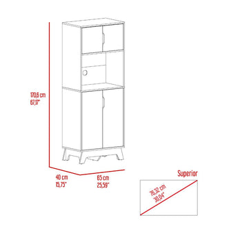 Modulo Microondas Andra, Blanco y Café Claro, con Cuatro Puertas Batientes