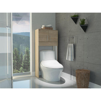 Gabinete de Baño Aqua 6, Beige y Blanco, con Dos Puertas Para Su Almacenamiento