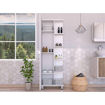 Mueble Esquinero Zendaya, Kronos Blanco, con Variedad de Entrepaños  ZF