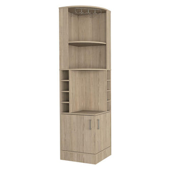 Bar Esquinero Ascher, Beige, con Dos Puertas y Porta Copas