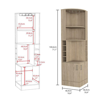 Bar Esquinero Ascher, Beige, con Dos Puertas y Porta Copas