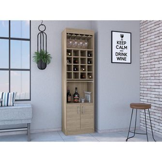 Bar Ascher, Beige, con Dos Puertas y Porta Copas  ZF