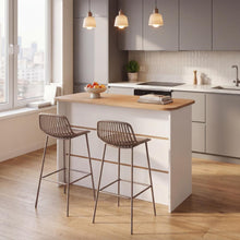 Silla para Bar Tulum, Color Taupe, Diseño Moderno X2