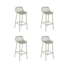 Butaco para Barra Tulum, Color Verde Olivo, Diseño Moderno X4