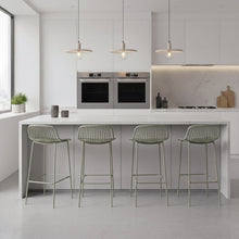 Butaco para Barra Tulum, Color Verde Olivo, Diseño Moderno X4