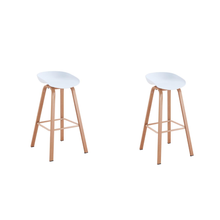 Kit de Dos Sillas Bar Dary, Blanco y Café Claro, con base metal y diseño moderno