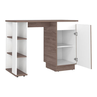 Mueble Multiusos Roxana, Blanco y Castaño, con Una Puerta y Entrepaños Laterales Hc