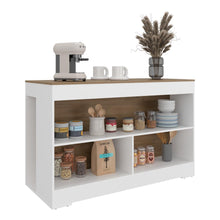 Barra de Cocina Kuho, Kronos Blanco y Kronos Fresno, Moderna con variedad de entrepaños para ubicar elementos de cocina ZF