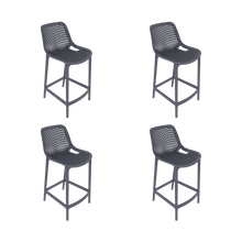 Silla para Bar Miame, Color Gris Oscuro, con reposa pies en diseño Moderno X4