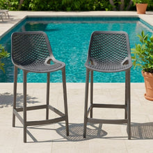 Silla para Bar Miame, Color Gris Oscuro, con reposa pies en diseño Moderno X4