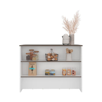 Barra de Cocina Diamante, Blanco y Milan, Con Entrepaños