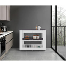Barra de Cocina Cala, Blanco y Wengue, Con amplia superficie en la mesa ZF