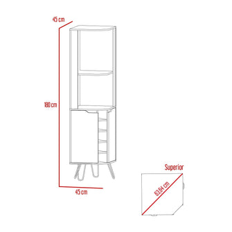 Bar Esquinero Cleo, Macadamia y Wengue, 2 Puertas con Con Espacio Para Porta Vasos y Botellas