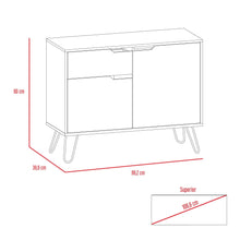 Mesa Auxiliar Recibidor Monaco, Café Claro y Piedra, con Dos Puertas y Un Cajón Extensión Total