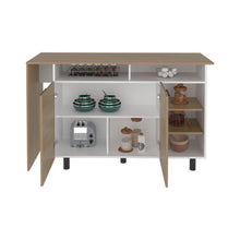 Barra de Cocina Corsia, Fresno Kronos y Kronos Blanco, con Dos Puertas Abatibles ZF