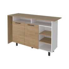 Barra de Cocina Corsia, Fresno Kronos y Kronos Blanco, con Dos Puertas Abatibles ZF