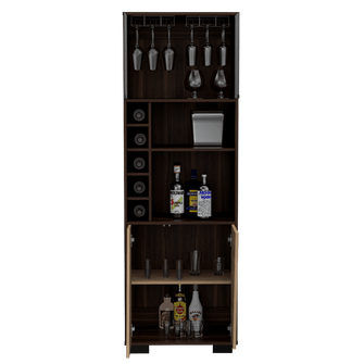 Bar Orus, Caoba y Miel, con Amplio Espacio Para Botellas y Porta Copas