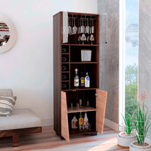 Bar Orus, Caoba y Miel, con Amplio Espacio Para Botellas y Porta Copas