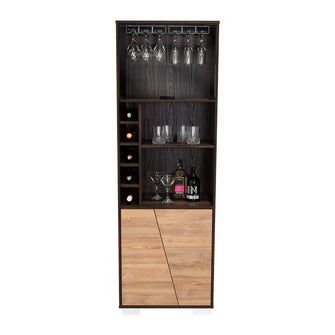 Bar Orus, Caoba y Miel, con Amplio Espacio Para Botellas y Porta Copas