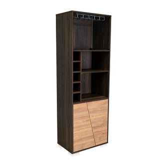 Bar Orus, Caoba y Miel, con Amplio Espacio Para Botellas y Porta Copas
