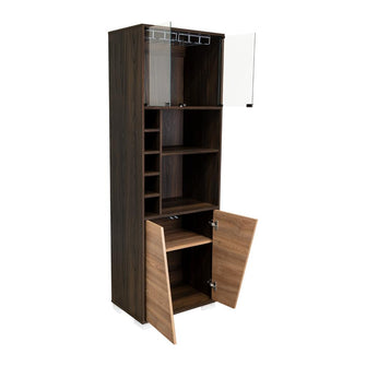 Bar Orus, Caoba y Miel, con Amplio Espacio Para Botellas y Porta Copas