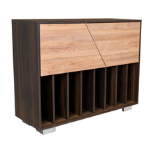 Mueble Auxiliar Orus, Caoba y Miel, con Patas En Acero y Espacio Para Objetos Decorativos