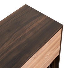 Mueble Auxiliar Orus, Caoba y Miel, con Patas En Acero y Espacio Para Objetos Decorativos