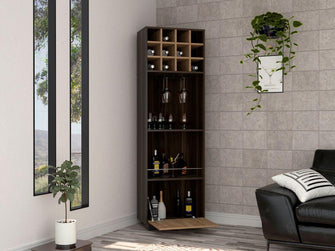 Bar Esquinero Marsel, Caoba y Miel, con Una Puerta Abatible y Espacio Porta Copas Hc