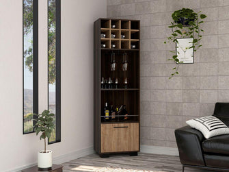 Bar Esquinero Marsel, Caoba y Miel, con Una Puerta Abatible y Espacio Porta Copas Hc