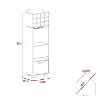 Mueble Multiusos Marsel, Caoba y Miel, con Una Puerta Abatible y Espacio Porta Copas Hc