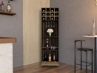 Mueble Multiusos Orus, Caoba y Miel, con Espacio Para Botellas y Porta Copas