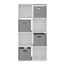 Biblioteca Cubica Lena, Blanco Duqueza, con 4 cajas de tela para organizar elementos