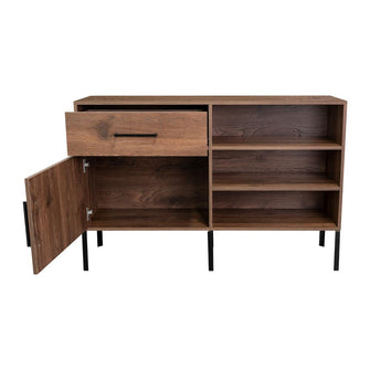 Mesa Auxiliar Sory, Nogal, con Un Cajón y Una Puerta