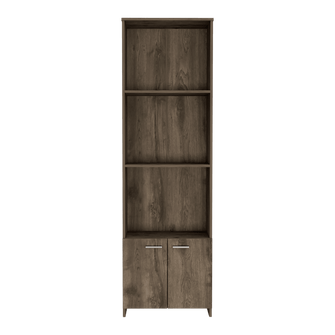 Biblioteca Milán, Nogal, con Dos Puertas Abatibles y Tres Entrepaños