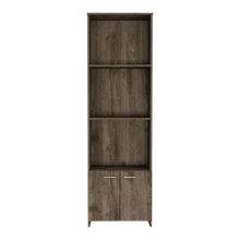 Biblioteca Milán, Nogal, con Dos Puertas Abatibles y Tres Entrepaños