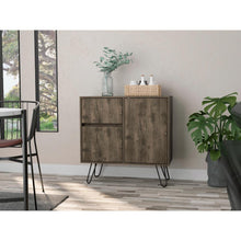 Mesa Auxiliar, Rony, Nogal, con Dos Puertas y Un Cajon