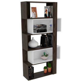 Biblioteca Ascher, Chocolate y Blanco, con Cinco Entrepaños