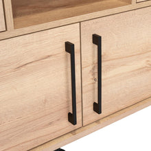 Mesa Auxiliar Roust, Café Claro, con Cuatro Puertas y Amplio Espacio de Almacenamiento