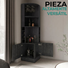 Bar Esquinero Celeste, Gris, con Dos Puertas y Espacio Porta Copas ZF