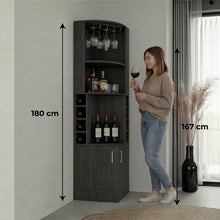 Bar Esquinero Celeste, Gris, con Dos Puertas y Espacio Porta Copas ZF
