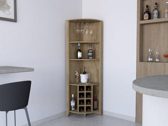 Mueble Multiusos Sarume, Macadamia, con Espacio Para Ocho Botellas y Tres Entrepaños