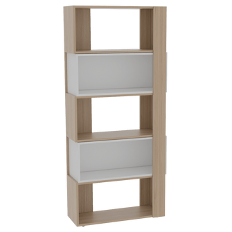Biblioteca Ascher, Beige y Blanco, con Cinco Entrepaños