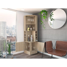 Bar Esquinero Celeste, Beige, con Dos Puertas y Espacio Porta Copas