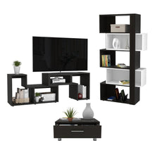 Combo para Sala, Ascher, Incluye Biblioteca, Mesa de Centro y Mesa para TV, Wengue y Blanco