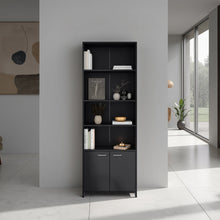 Biblioteca Milán, Wengue, con Dos Puertas Abatibles y Cuatro Entrepaños