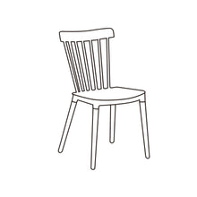 Set de 6 Sillas Jeicob, Blanco y Café Claro, Cómodo Asiento y Patas en Madera