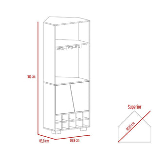 Bar Esquinero Orus, Caoba, con Espacio Para Botellas y Porta Copas