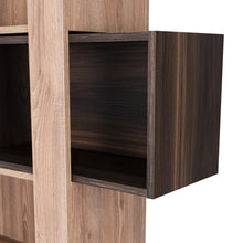 Biblioteca Mánchester, Miel y Caoba, con Dos Módulos Flotantes y Tres Entrepaños