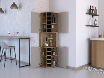 Mueble Multiusos Yeko, Macadamia y Cocoa, con 4 Puertas y Amplio Espacio de Almacenamiento